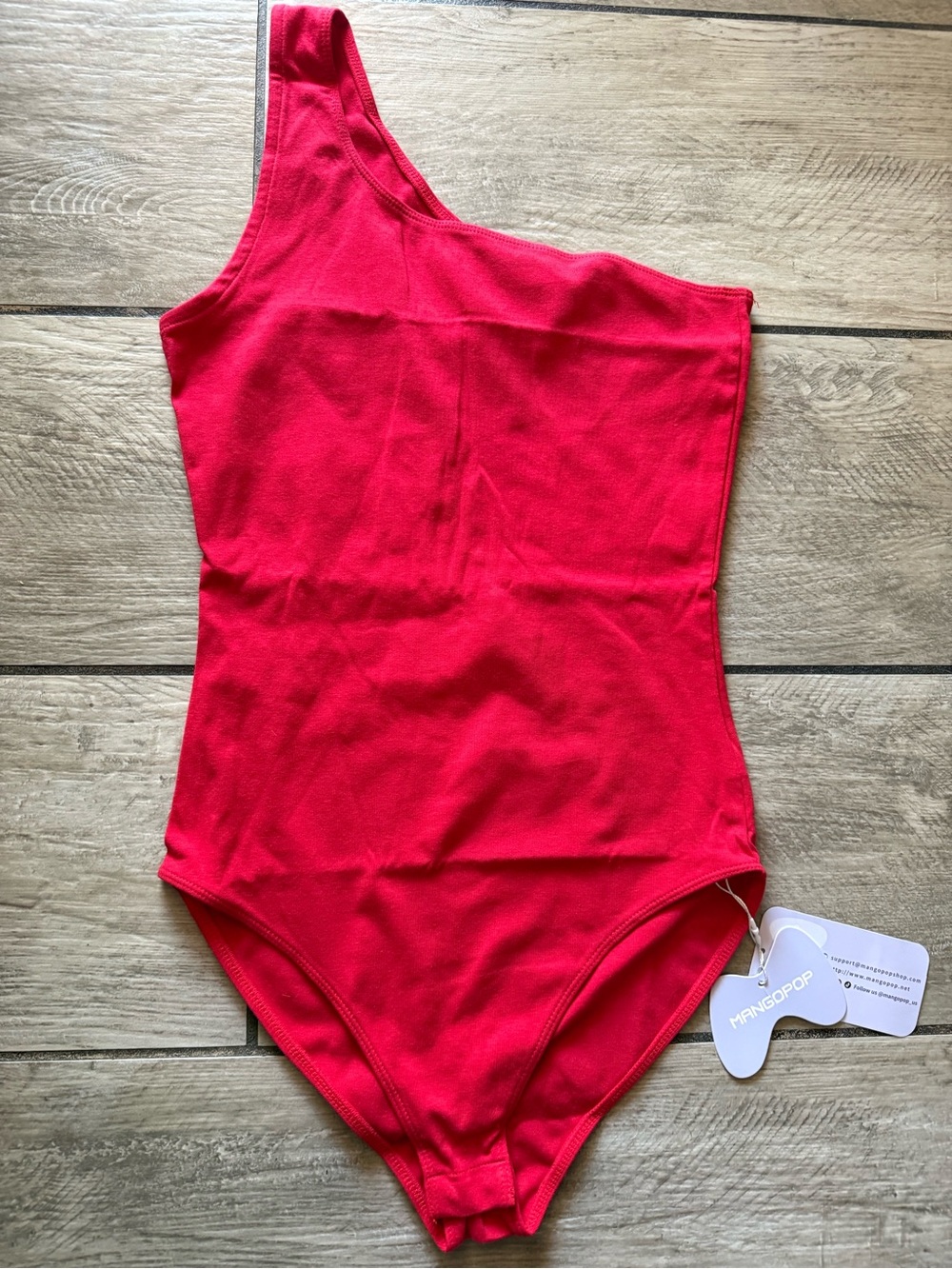 MangoPOP Red One-Shoulder Bodysuit